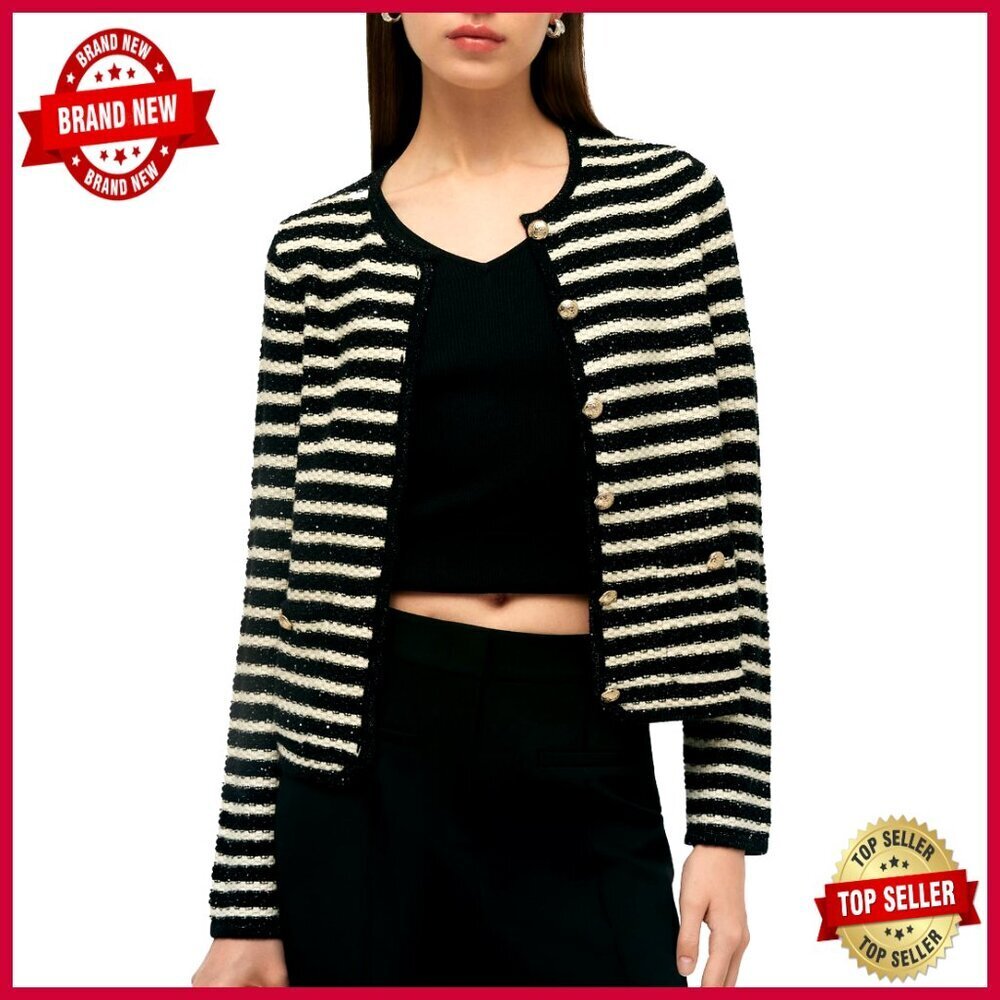 Wool Blend Cropped Cardigan with Pockets Crew Neck Button Up Sweater